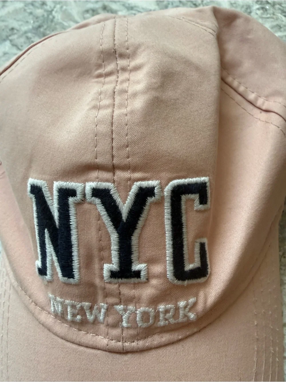 NYC Embroidered Baseball Cap - Light Pink